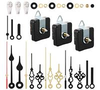 3 Horloge à Quartz sans Coutil Mécanisme de Mouvement avec 6 Kits de Aiguilles Courts Moteur d'Horloge à Piles Kit d'Outils d'Amélioration Bricolage, 0,7 Pouces Longueur Totale de l'arbre