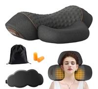 3-in-1 Back Neck Massager Pillow, 2026 New Heated Massage Cushion for Neck and Shoulder Pain, Sleeping Cervical Pillow Traction Massager, Deep Tissue Kneading Massage, Ergonomic Design (Black)