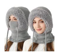 3 in 1 Bonnet d'hiver Femme Chapeau Femme Hiver Cagoule Chaud Chenille Balaclava Beanie Hat avec Adjustable Face Mask et Ensembles De Cache-Cou pour Outdoor Sports