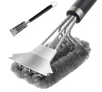 3 in 1 Brosse BBQ avec Grattoir, Brosse Barbecue en Acier Inoxydable Long Manche Poils Acier Inoxydable 45.8cm Barbecue Accessory, pour Grillade Pique Nique Barbecue Au Charbon De Bois