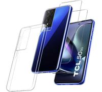 3 In 1 Case Compatible With Tcl 50 5g (6.6 Inches), 1 Case And 2 Pieces Tempered Glass Screen Protector Film, Transparent Soft Silicone Case Bumper Tpu Case Cover