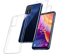 3 In 1 Case Compatible With Tcl 501 (6.0 Inches), 1 Case And 2 Pieces Tempered Glass Screen Protector Film, Transparent Soft Silicone Case Bumper Tpu Case Cover