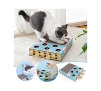 3-in-1 Cat Scratcher, Enrichment Toys for Indoor, Whack a Mole Game for Cats, Interactive Cat Hunt Mouse Toys, Cat Teaser Wands to Relieve Boredom and