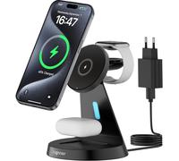 3 In 1 Charging Station For Apple,15w Wireless Charger With Mag-Safe Wireless Charger,Induction Charger Compatible For Iphone 16/16 Pro/16 Pro Max/15/14/13/12,Apple Watch,Airpods 2/3/4/Pro