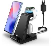 3 In 1 Charging Station For Samsung, Charger For A16/A15/A05s/A25/S24 Series, Wireless Charger For Galaxy Watch 7/6/5 Pro, Charging Stand For Galaxy Buds And Devices With Type-C Plugs