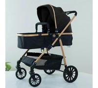 3-in-1 Combination Pushchair with Car Seat, Carrycot, Pushchair, Rain Cover, Mosquito Nappy Bag, Basket and Cup Holder, 0-4 ans (Noir)