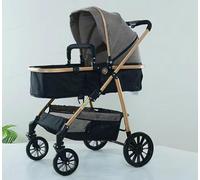 3-in-1 Combination Pushchair with Car Seat, Carrycot, Pushchair, Rain Cover, Mosquito Nappy Bag, Basket and Cup Holder, 0-4 ans (Gris)