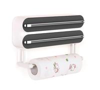 3 in 1 Derouleur Film Alimentaire avec Porte Sopalin Cuisine - Distributeur Film Alimentaire avec Coupeur - Magnétique Distributeur Papier Aluminium et Film - Derouleur Essuie Tout Murale