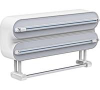 3 in 1 Derouleur Film Alimentaire avec Porte Sopalin Cuisine et Coupeur, Distributeur Film Alimentaire, Magnétique Distributeur Papier Aluminium et Film, Derouleur Essuie Tout Murale
