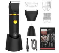 3 in 1 Electric Body Hair Trimmer for Men, 3 en 1 Tondeuse électrique pour hommes, Tondeuse Corps Homme Intime avec écran LED, Rasoir Barbe, Rasoir électrique étanche IPX7 pour Voyage