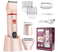 3 in 1 Electric Body Hair Trimmer for Men, Cordless Hair Clipper with Ceramic Blades, Ipx7 Waterproof Body Electric Shaver, LED Display, Wet & Dry, Grooming for Groin Face Beard Nose, for Men (C)
