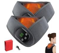 3-in-1 Electric Neck Massager, Rechargeable Heated Neck Wrap, Controlled Temperature Hot Compress, 30-Minute Smart Timer, for Home, Office, or Travel (2 Pcs*Gray)