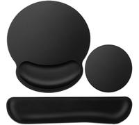 3 in 1 Ergonomic Mouse Pad with Gel Cushion + Keyboard Wrist Rest + Non-Slip Coasters Memory Foam Accessories for Office/Gaming/Laptop