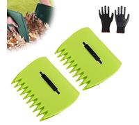 3-in-1 Ergonomic Pick up Rake - Easy Leaf & Grass Grabber, Leaf Scoops Rubbish Pick up Tool, Long-Lasting Lightweight, for Picking ups Leaves, Clippings and Grass (2Pcs Green)