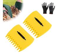 3-in-1 Ergonomic Pick up Rake - Easy Leaf & Grass Grabber, Leaf Scoops Rubbish Pick up Tool, Long-Lasting Lightweight, for Picking ups Leaves, Clippings and Grass (2Pcs Yellow)