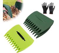 3-in-1 Ergonomic Pick up Rake - Easy Leaf & Grass Grabber, Leaf Scoops Rubbish Pick up Tool, Long-Lasting Lightweight, for Picking ups Leaves, Clippings and Grass (Green+Dark Green)