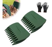 3-in-1 Ergonomic Pick up Rake - Easy Leaf & Grass Grabber, Leaf Scoops Rubbish Pick up Tool, Long-Lasting Lightweight, for Picking ups Leaves, Clippings and Grass (2Pcs Dark Green)