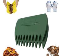 3-in-1 Ergonomic Pickup Rake, Easy Leaf & Grass Grabber Without Bending Over, Leaf Scoops Rubbish Pick Up Tool, Lightweight Plastic Hand Held Scoops Hand Rakes, for Yard Garden Work (Green-A)