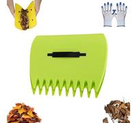 3-in-1 Ergonomic Pickup Rake, Easy Leaf & Grass Grabber Without Bending Over, Leaf Scoops Rubbish Pick Up Tool, Lightweight Plastic Hand Held Scoops Hand Rakes, for Yard Garden Work (Green)