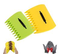 3-in-1 Ergonomic Pickup Rake, Leaf Scoops, Easy Leaf & Grass Grabber, Rubbish Pick Up Tool, Lightweight Plastic Hand Held Scoops Hand Rakes, for Picking up Leaves, Clippings, Grass (Green+Yellow)
