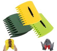 3-in-1 Ergonomic Pickup Rake, Leaf Scoops, Easy Leaf & Grass Grabber, Rubbish Pick Up Tool, Lightweight Plastic Hand Held Scoops Hand Rakes, for Picking up Leaves, Clippings, Grass (3pcs Mix)