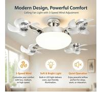 3 in 1 Fan Light Bulb Drone Design 4 Blades Remote Control Ceiling Fan Lamp AC85V-265V for Bedroom R VENTILATEUR DE PLAFOND - VENTI
