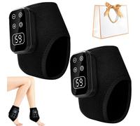 3 in 1 Foot Massager with Heat and Vibration, Portable Heated Ankle Brace for Pain Relief, Circulation and Swelling, Rechargeable Feet Massager For Foot Pain Relief and Circulation (2Pcs-Black)