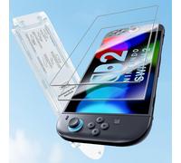 3 in 1 for Nintendo Switch 2 (2025) tempered glass,2 pieces HD 9H hardness screen protector + installation tool,easy to install,bubble-free,touch and scratch resistant.