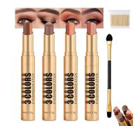 3-in-1 Gradient Eyeshadow Stick - One-Swipe,Waterproof, Curved Nib, Matte Gradient Glitter 3 In 1 Eyeshadow Stick, Blendable Metallic Shimmer Lightweight Long-Lasting for Daily Makeup (4PCS)
