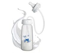 3 In 1 Hands Free Anti Colic Bottle Adjustable Fast Flow Feeding Bottle PP Leakproof Silicone Sleeve Infant Milk B́ottle 240ml Blue Pink Portable Grip Design For Home Travel Car Hotel