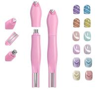 3-in-1 Heart Shape Round Line Shape Nail Art Magnet Pen,Heart Magnet for Cat Eye Gel Polish, 2025 New Magnetic Nail Art Tool for DIY Nails Salon Decoration (pink)