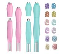 3-in-1 Heart Shape Round Line Shape Nail Art Magnet Pen,Heart Magnet for Cat Eye Gel Polish, 2025 New Magnetic Nail Art Tool for DIY Nails Salon Decoration (Pink+Green)