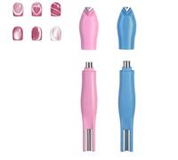 3-In-1 Heart Shape Round Line Shape Nail Art Magnet Pen, Heart Magnet for Cat Eye Gel Polish, French Tip Tool, Nail Magnet for DIY Nails Salon Decoration, Double-Head Detachable (2pcs-A)