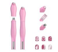 3-in-1 Heart Shape Round Line Shape Nail Art Magnet Pen, Heart Magnet for Cat Eye Gel Polish, New Magnetic Nail Art Tool for DIY Nails Salon Decoration (Pink)