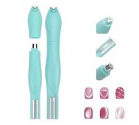3-in-1 Heart Shape Round Line Shape Nail Art Magnet Pen, Heart Magnet for Cat Eye Gel Polish, New Magnetic Nail Art Tool for DIY Nails Salon Decoration (Green)