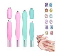 3-in-1 Heart Shape Round Line Shape Nail Art Magnet Pen - Heart, Round & Line Shapes, Upgraded Magnetic Tool for Cat Eye Gel Polish, French Tip Helper, DIY & Salon Use (Pink+Green)