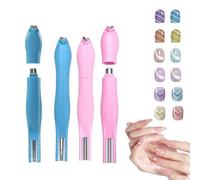 3-in-1 Heart Shape Round Line Shape Nail Art Magnet Pen - Heart, Round & Line Shapes, Upgraded Magnetic Tool for Cat Eye Gel Polish, French Tip Helper, DIY & Salon Use (Blue+Pink)