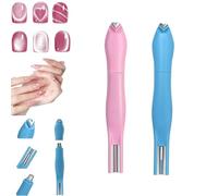 3-In-1 Heart Shape Round Line Shape Nail Art Magnet Pen, Multi-Pattern Magnetic Design Tool for Cat Eye Gel Polish, French Tip Guide, Professional & Home Manicure Use (Pink Blue 2pcs)