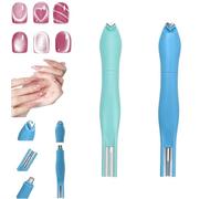 3-In-1 Heart Shape Round Line Shape Nail Art Magnet Pen, Multi-Pattern Magnetic Design Tool for Cat Eye Gel Polish, French Tip Guide, Professional & Home Manicure Use (Green Blue 2pcs)