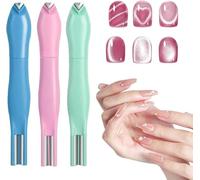 3-in-1 Heart Shape Round Line Shape Nail Art Magnet Pens, 3-in-1 Heart Magnet for Cat Eye Gel Polish, for DIY Nails Decoration (Mix-3)