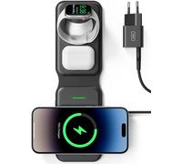 3 In 1 Induction Charger For Magsafe, Compact Wireless Charger, Foldable Charging Station For Iphone 16 15 Pro Max 14 13 12, Apple Watch Series 9 8 7 6 5 4 3 Se Ultra, Airpods 4 3 Pro 2