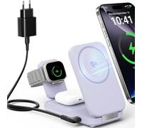 3 In 1 Inductive Charging Dock, Lilac Qi2 Certified 15w Charging Station For Apple Watch Ultra/9/8/7/Se, Iphone 16/15/14/13 Pro Max, Airpods Pro/4/3
