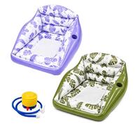 3-in-1 Inflatable Pool Lounge Chair, Adult Water Inflatable Pool Float with Cup Holder, Comfortable Heavy Duty Beach Pool Chairs Outdoor for Parties Summer Vacation (Purple+Green)