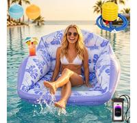 3-in-1 Inflatable Pool Lounge Chair for Adults,U-Shaped Water Sofa Float with Cooling Mesh Seat and Cup Holder, Heavy Duty Floating Hammock Lounger for Summer Beach Lake Vacation (Purple)
