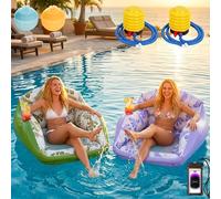 3-in-1 Inflatable Pool Lounge Chair for Adults,U-Shaped Water Sofa Float with Cooling Mesh Seat and Cup Holder, Heavy Duty Floating Hammock Lounger for Summer Beach Lake Vacation (2Pcs-Mix)