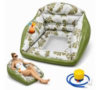 3 in 1 Inflatable Pool Lounge Chair, Sofa Pools for Outside Inflatable, U-Shaped Water Inflatable Pool Lounge Chairs with Cup Holder，Purple，Green