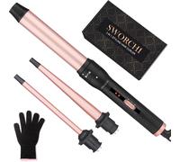 3 in 1 Interchangeable Ceramic Curling Iron with Adjustable Temperature Hair Curler for Long Short Thin and Thick Hair with Glove