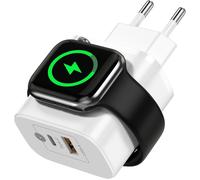 3 In 1 Iphone Charger, Quick Charge Block 20w Wall Mounted Portable Usb C 2 Ports Pd & Qc Fast Charger For Apple Watch 1-8/Se/Ultra,For Airpods Pro/3/2 For Ipad Samsung Huawei