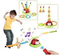 3 IN 1 Jeux Exterieur Enfant Kit, Jeu de Lancer d’Anneaux, FuséE Jouet, Saut Musical, Jeux Enfants 3 4 5 6 7 8 9 Ans Noel Jeuxs