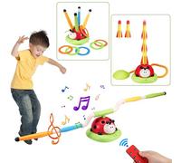3 IN 1 Jeux Exterieur Enfant Kit, Jeu de Lancer d’Anneaux, FuséE Jouet, Saut Musical, Jeux Enfants 3 4 5 6 7 8 9 Ans Noel Jeuxs, Fille GarçOn Cadeau Anniversaire, Loisir d’agilité pour Petits et Grand